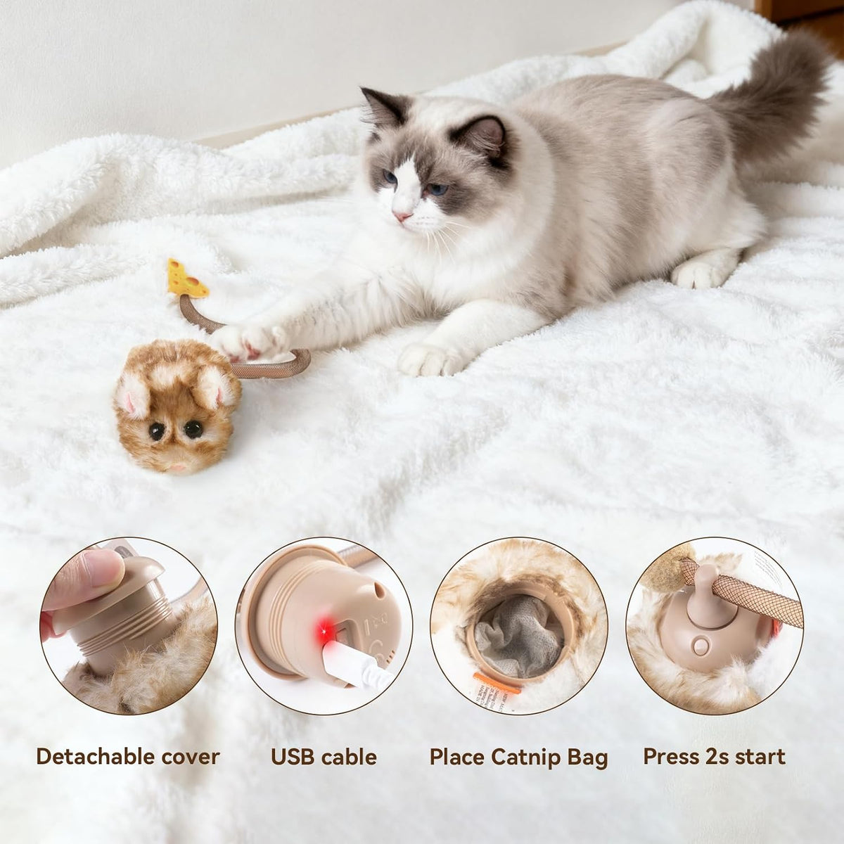 Migipaws MigiMouse Interactive Cat Toy - Case of 12 (Wholesale Pack)